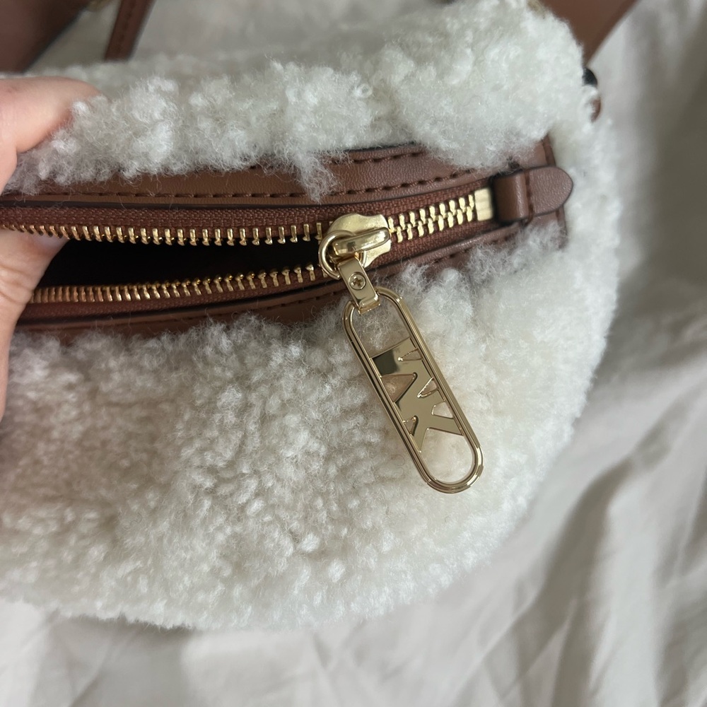 Michael Kors Cream Sherpa Crossbody Bag - Picture 2 of 11